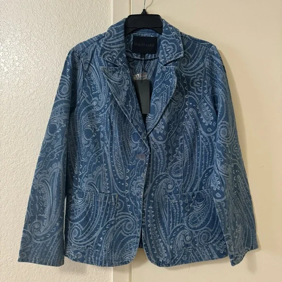 NWT Solitaire Paisley Denim Jacket Size M - Picture 1 of 4